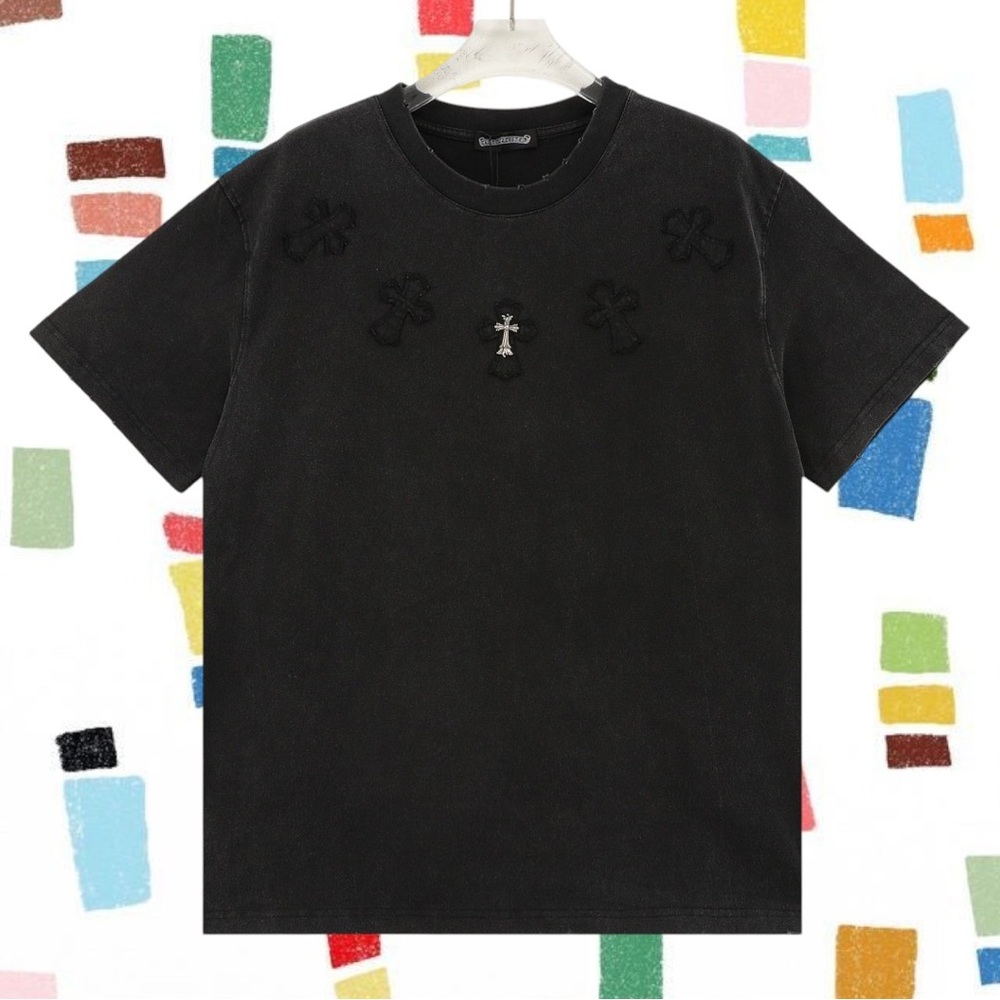 Chrome Hearts Black Tee with Cross Details